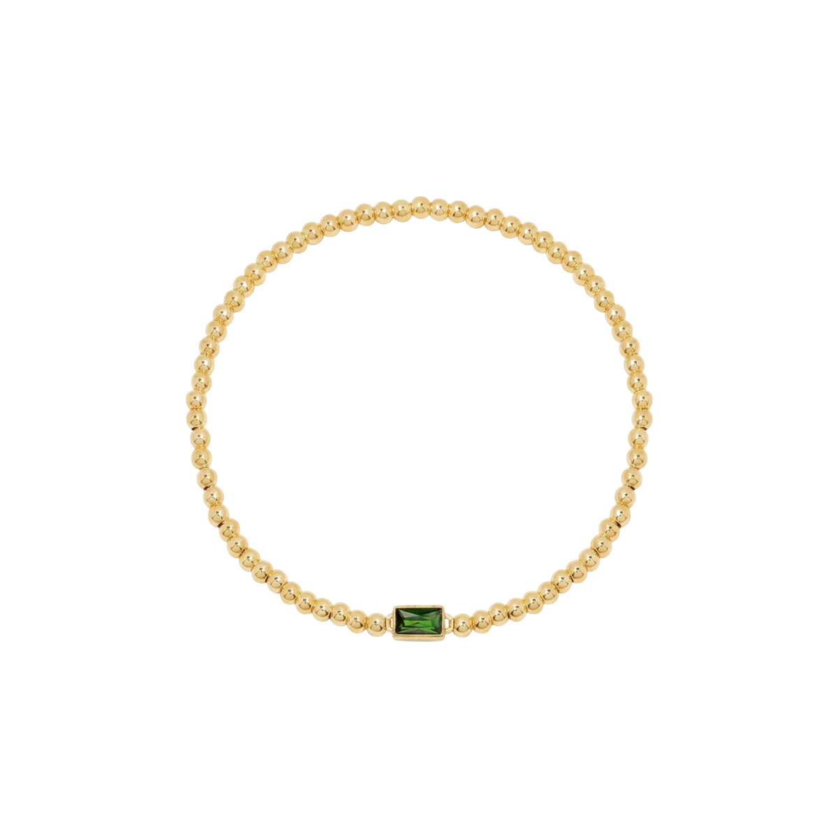 Baguette Birthstone Bead Bracelet