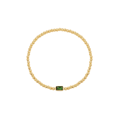 Baguette Birthstone Bead Bracelet