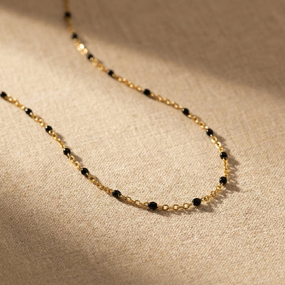 Black Bead Chain Necklace