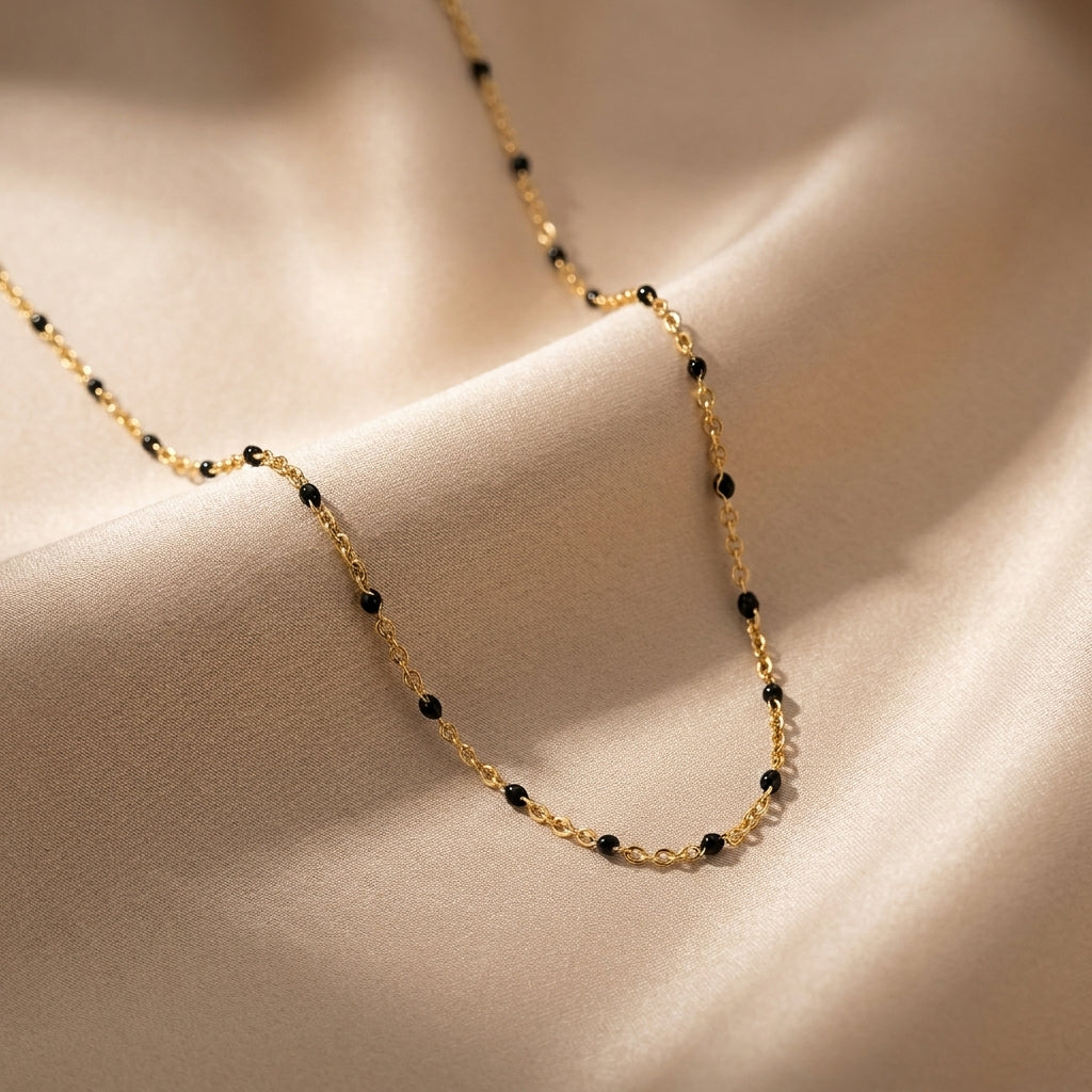 Black Bead Chain Necklace