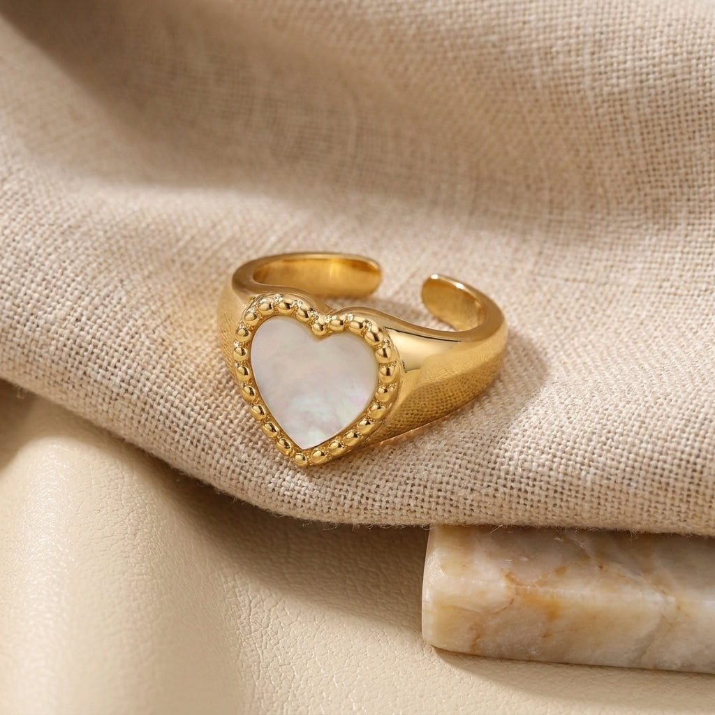 White Heart Ring