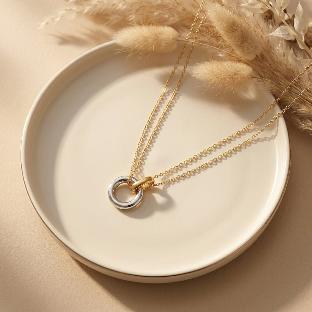 Two-Tone Circle Necklace