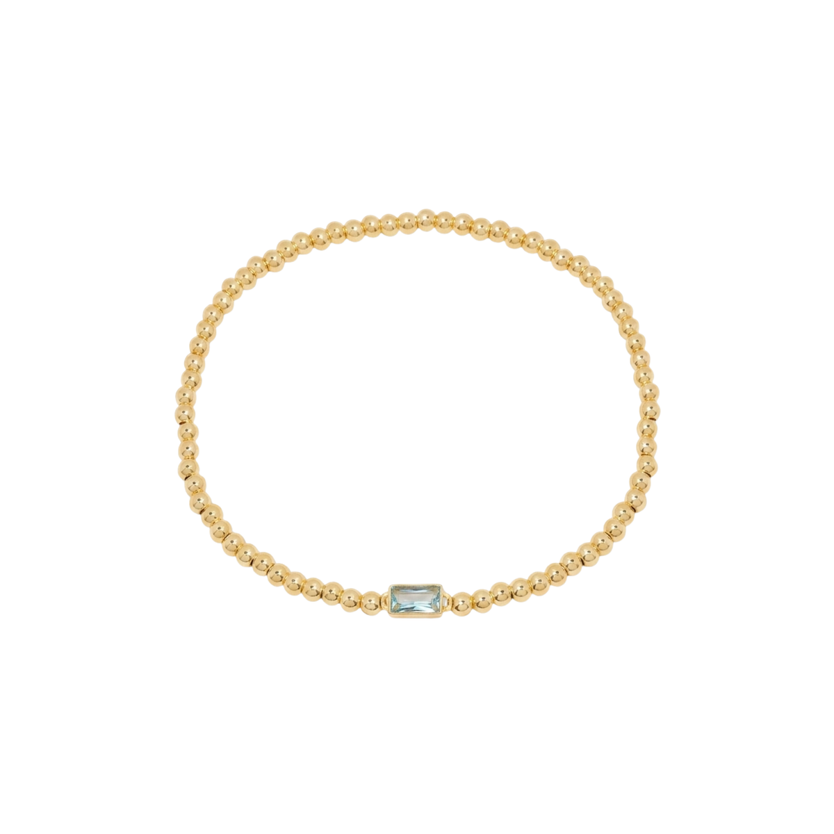 Baguette Birthstone Bead Bracelet