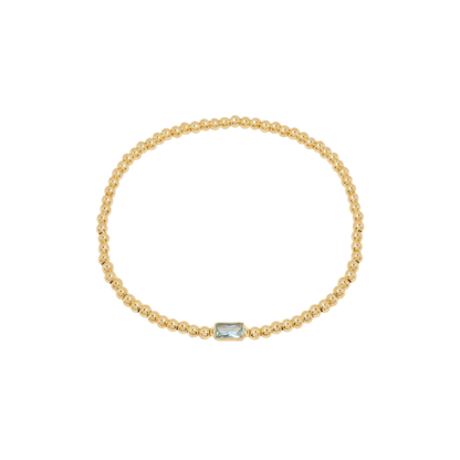 Baguette Birthstone Bead Bracelet