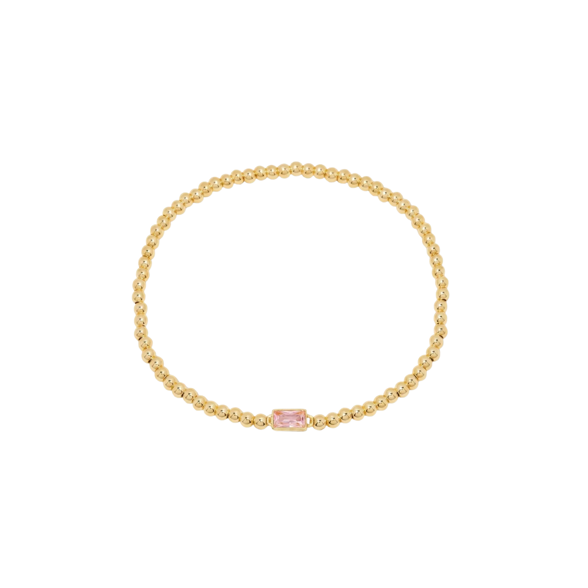 Baguette Birthstone Bead Bracelet