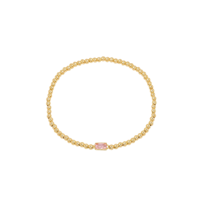 Baguette Birthstone Bead Bracelet