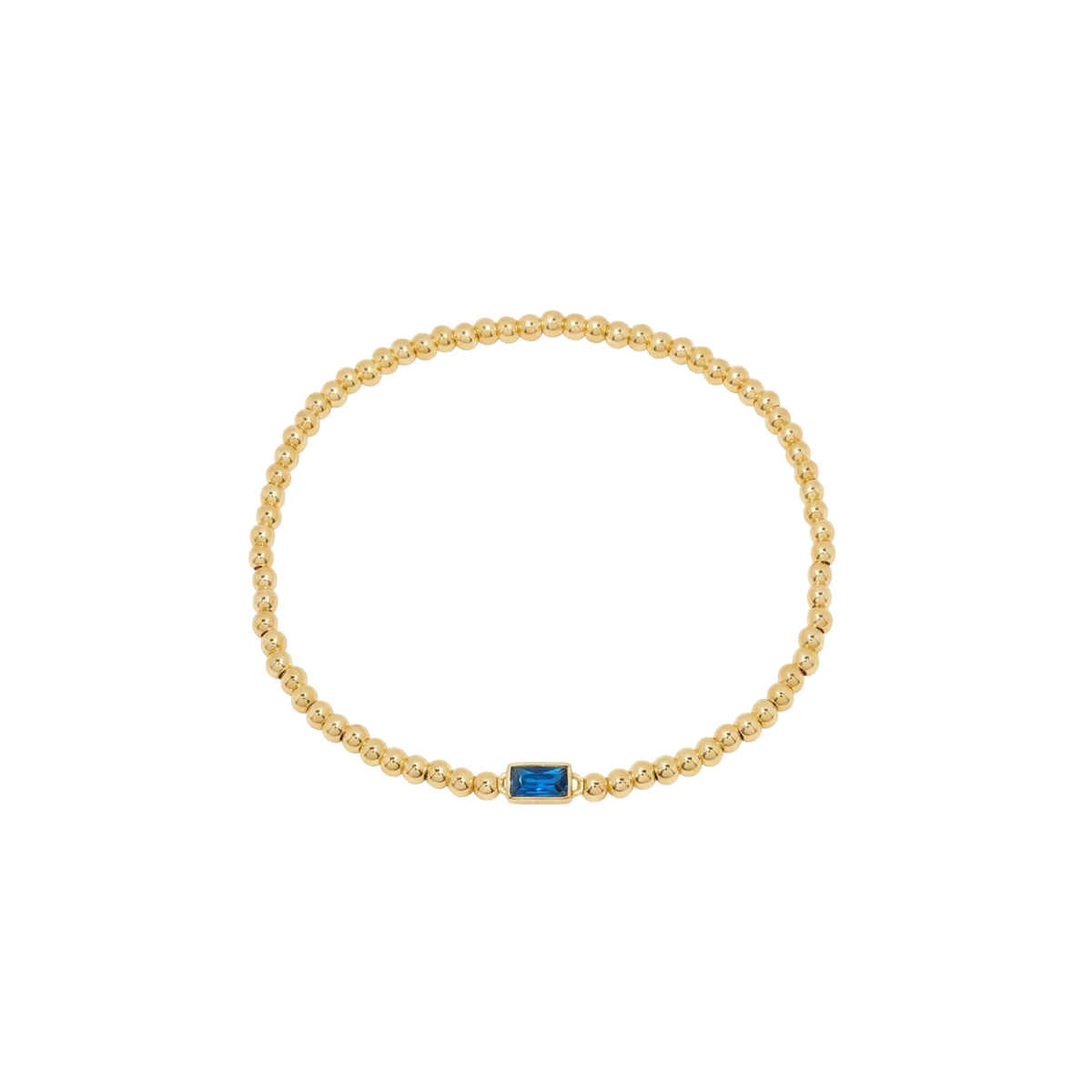 Baguette Birthstone Bead Bracelet