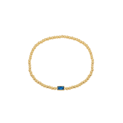 Baguette Birthstone Bead Bracelet