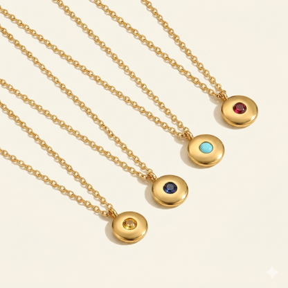 Disc Birthstone Necklace