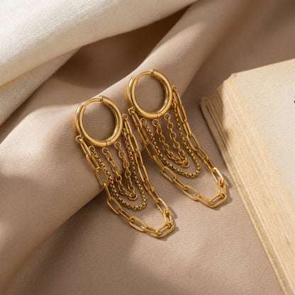 Layered Chain Hoop Earrings