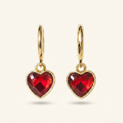 Red Heart Hoop Earrings