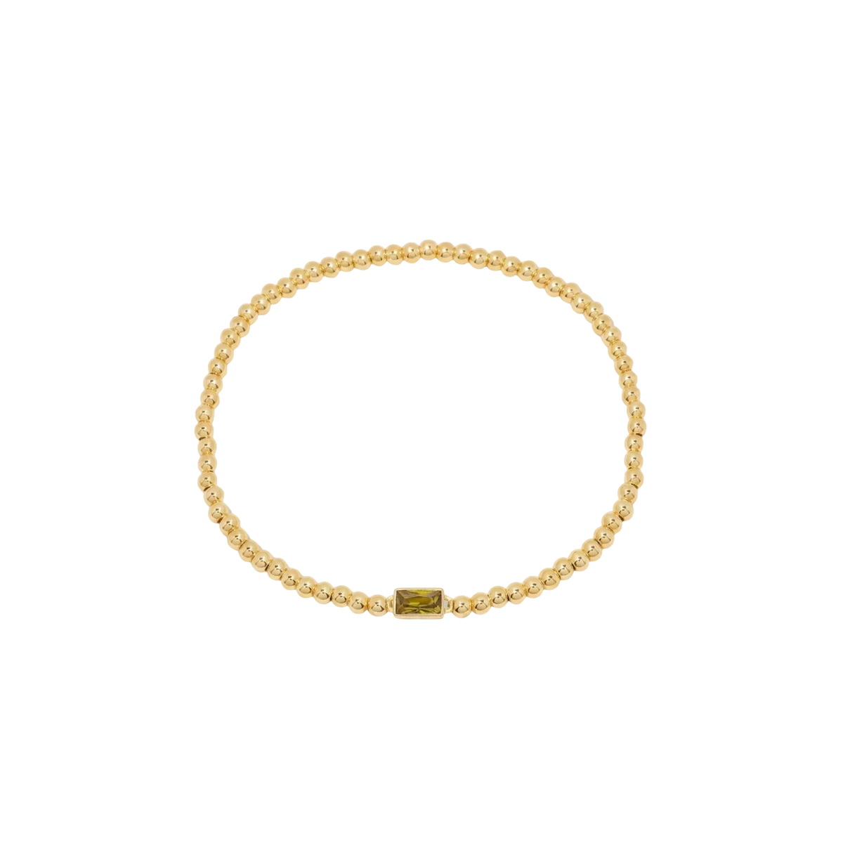 Baguette Birthstone Bead Bracelet