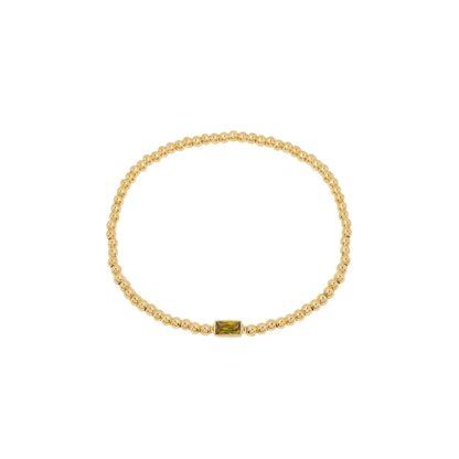 Baguette Birthstone Bead Bracelet
