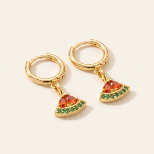 Watermelon Charm Hoop Earrings