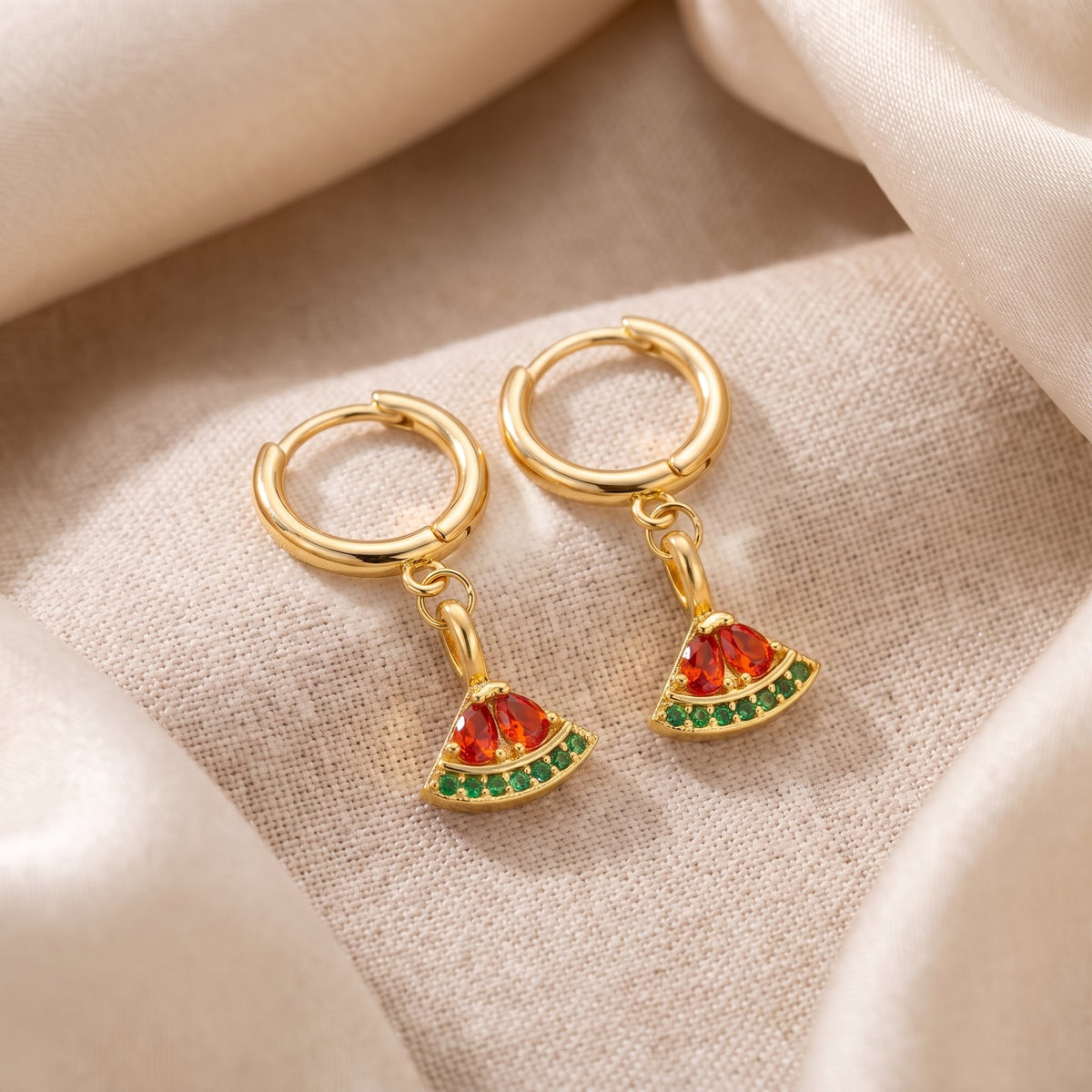 Watermelon Charm Hoop Earrings
