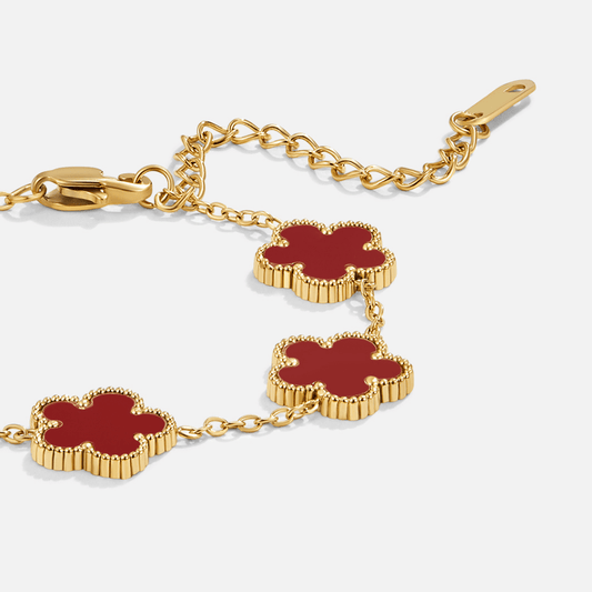 Glücksbringendes rotes Kleeblatt-Armband