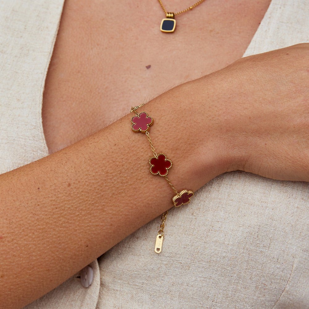 Lucky Red Clover Leaf Bracelet