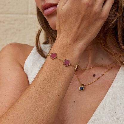 Lucky Red Clover Leaf Bracelet