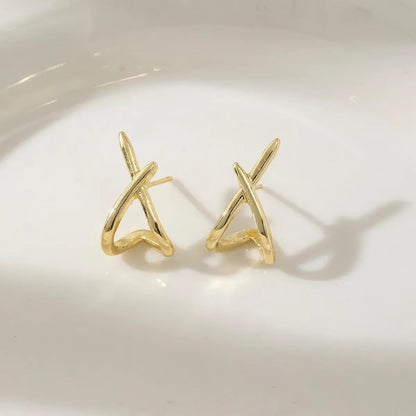 Crossed Line Stud Earrings