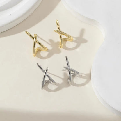 Crossed Line Stud Earrings